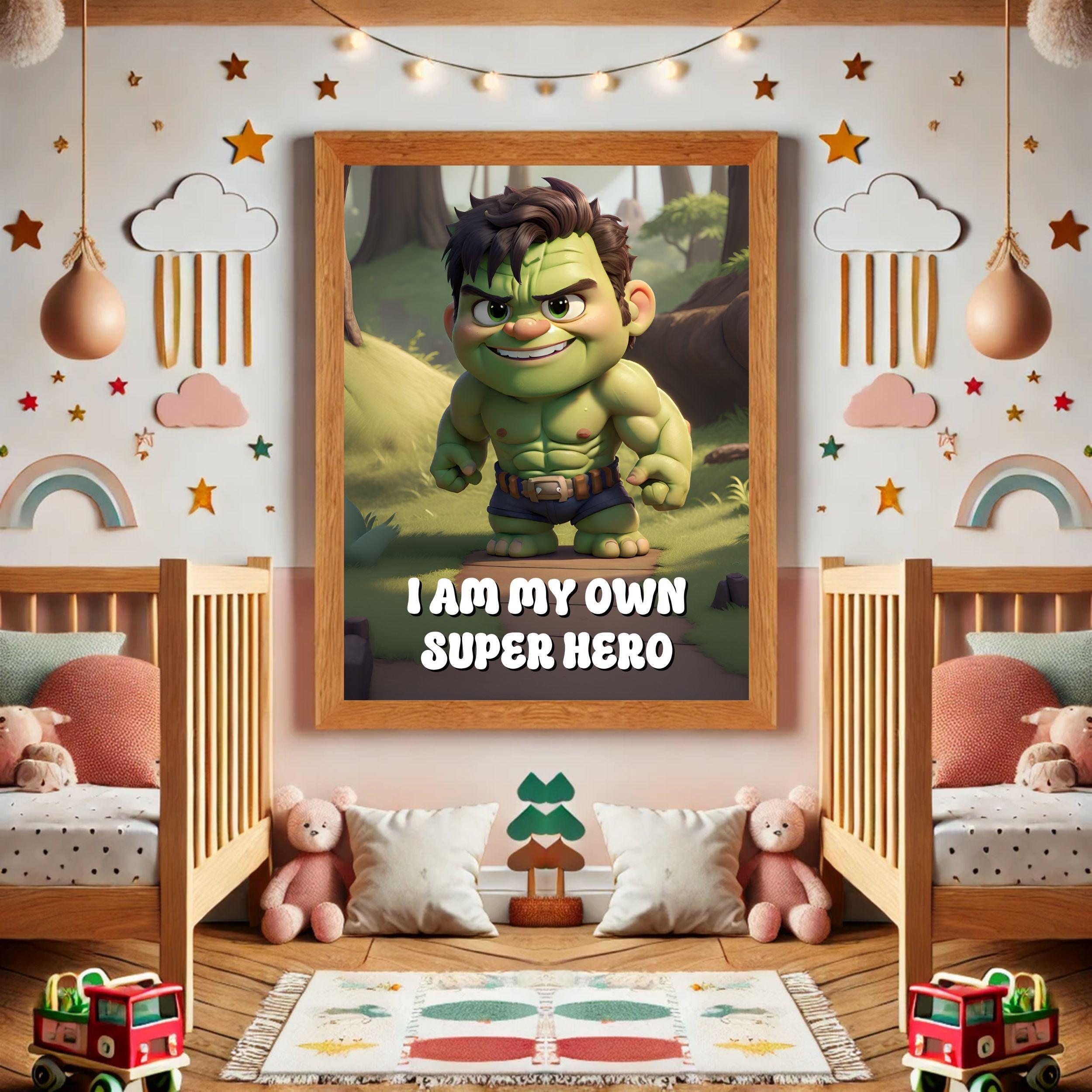I Am My Own Super Hero: Sustainable Framed Poster with Ayous Wood