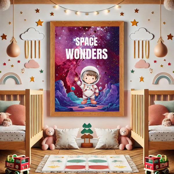 Space Wonders: Sustainable Framed Poster with Ayous Wood