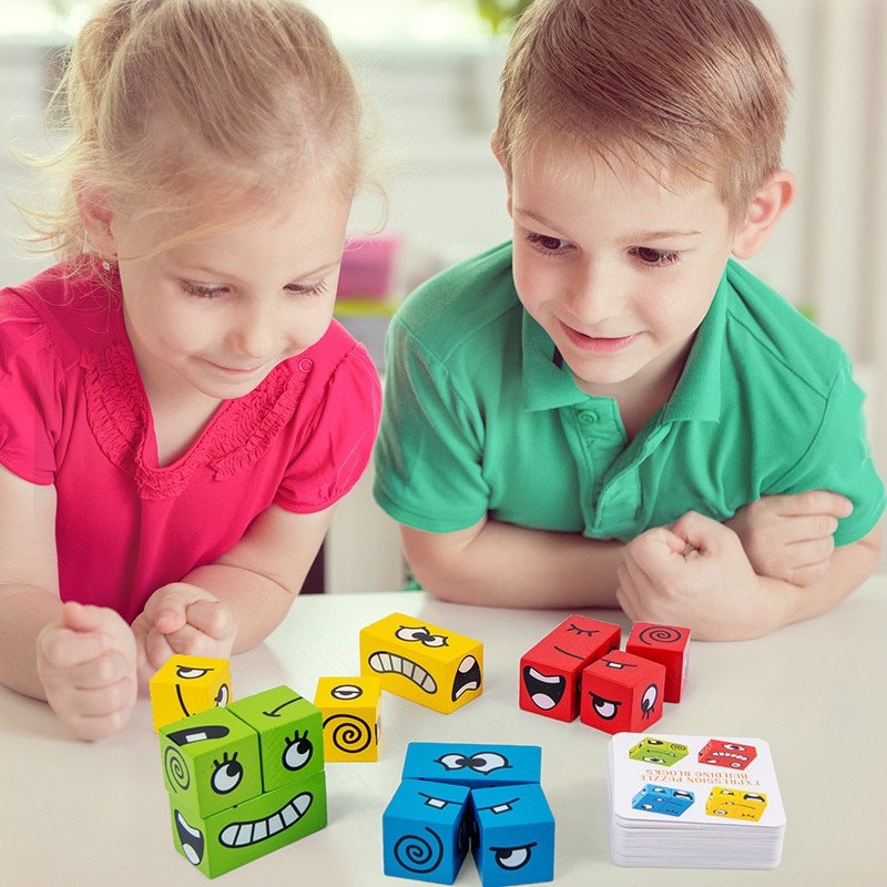 Face Emoji Magic Cube Building Blocks - A Fun family entertainment gift