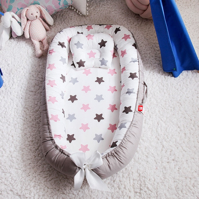 Portable Crib Baby Nest Bed Gray